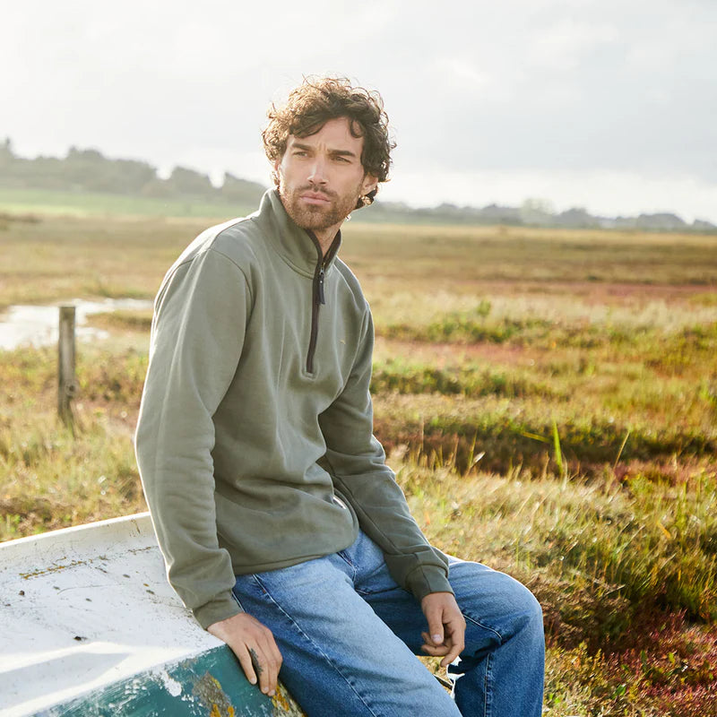 Ridgeline Brancaster 1/4 Zip Top Smokey Olive