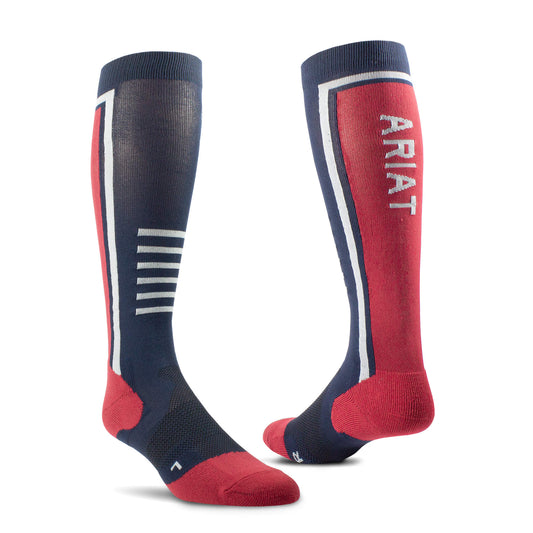 AriatTEK Slimline Performance Socks Navy/Red