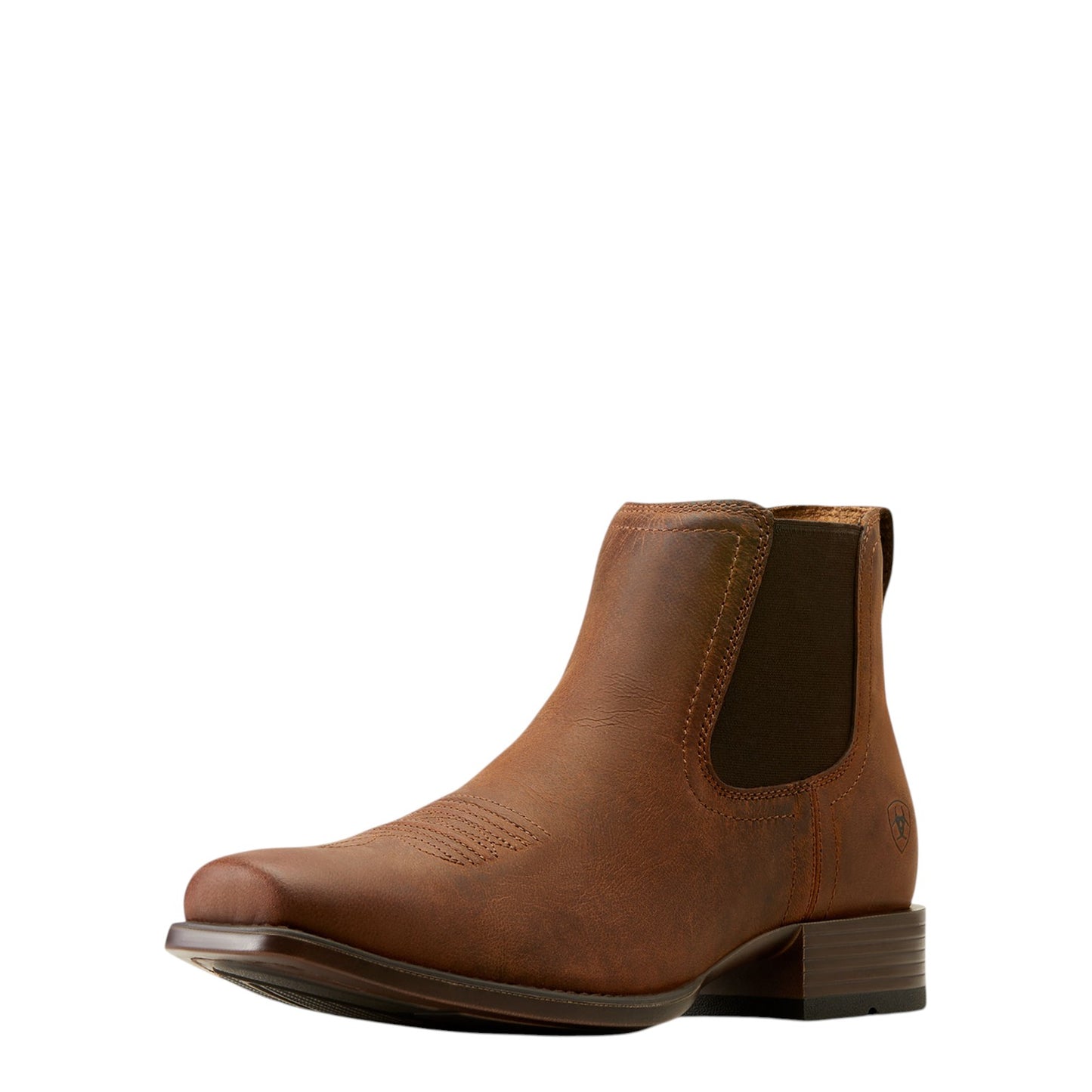 Brown leather boot on a white background