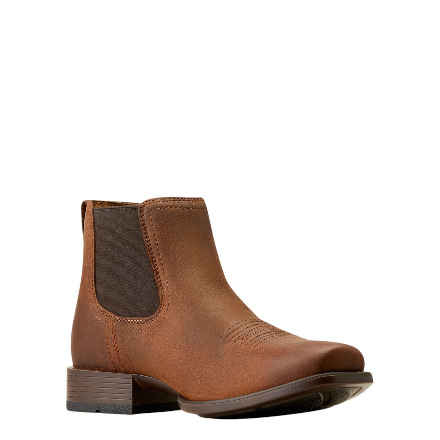 Brown leather boot on a white background