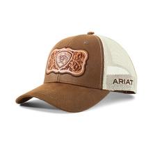 Ariat Floral Leather Patch Cap Brown/White