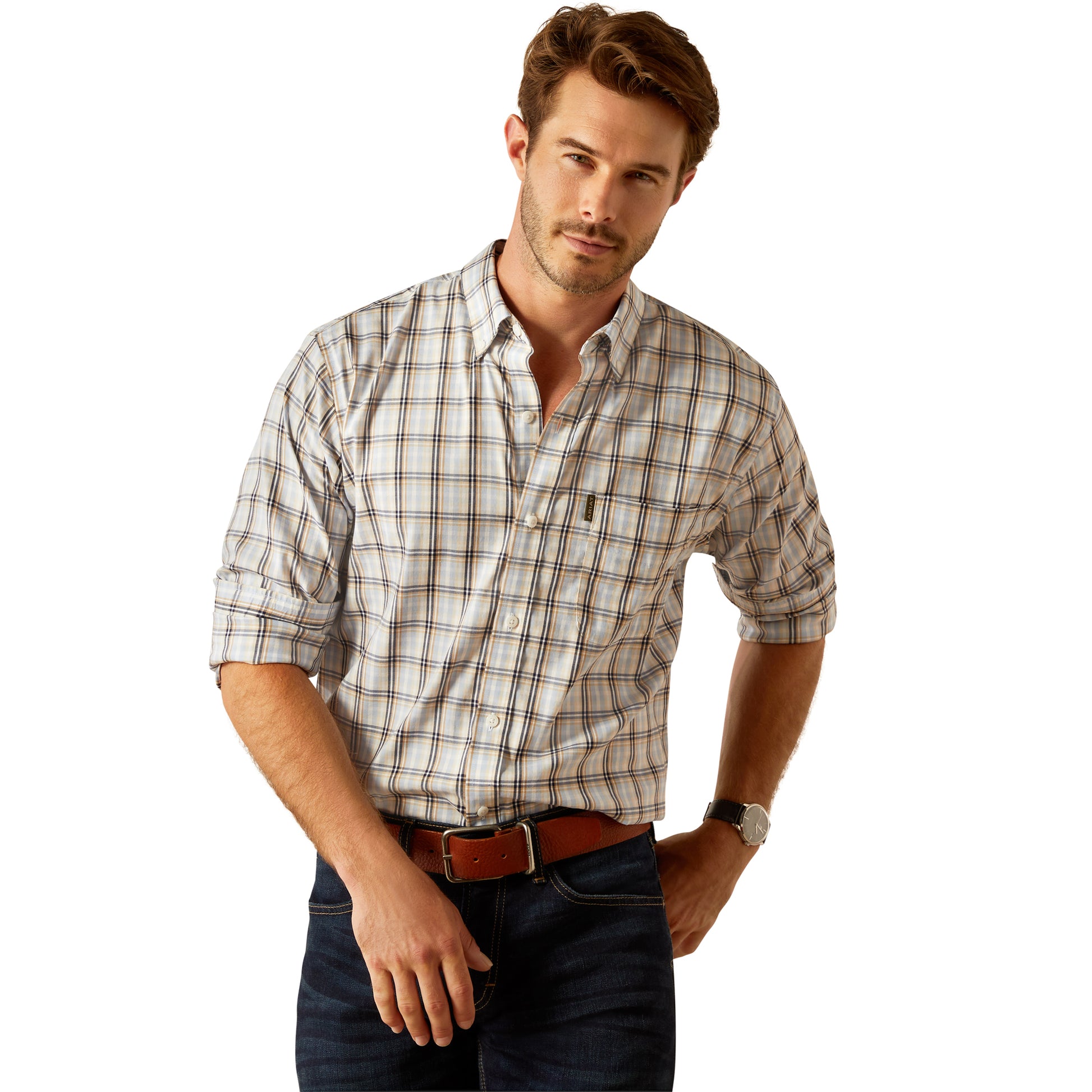 Ariat Men's Napa Shirt Chambray Blue Plaid