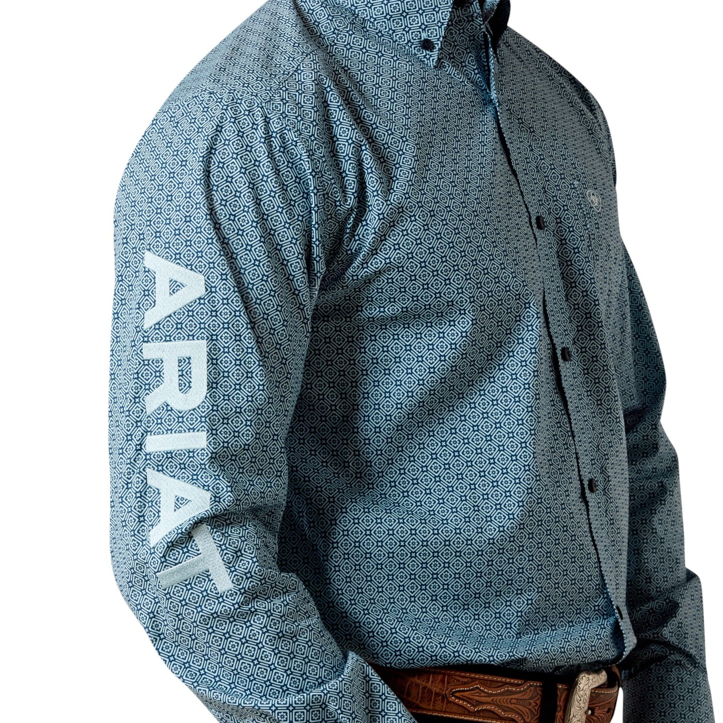 Ariat Men's Team Jansen Fitted Shirt Navy/Light Blue