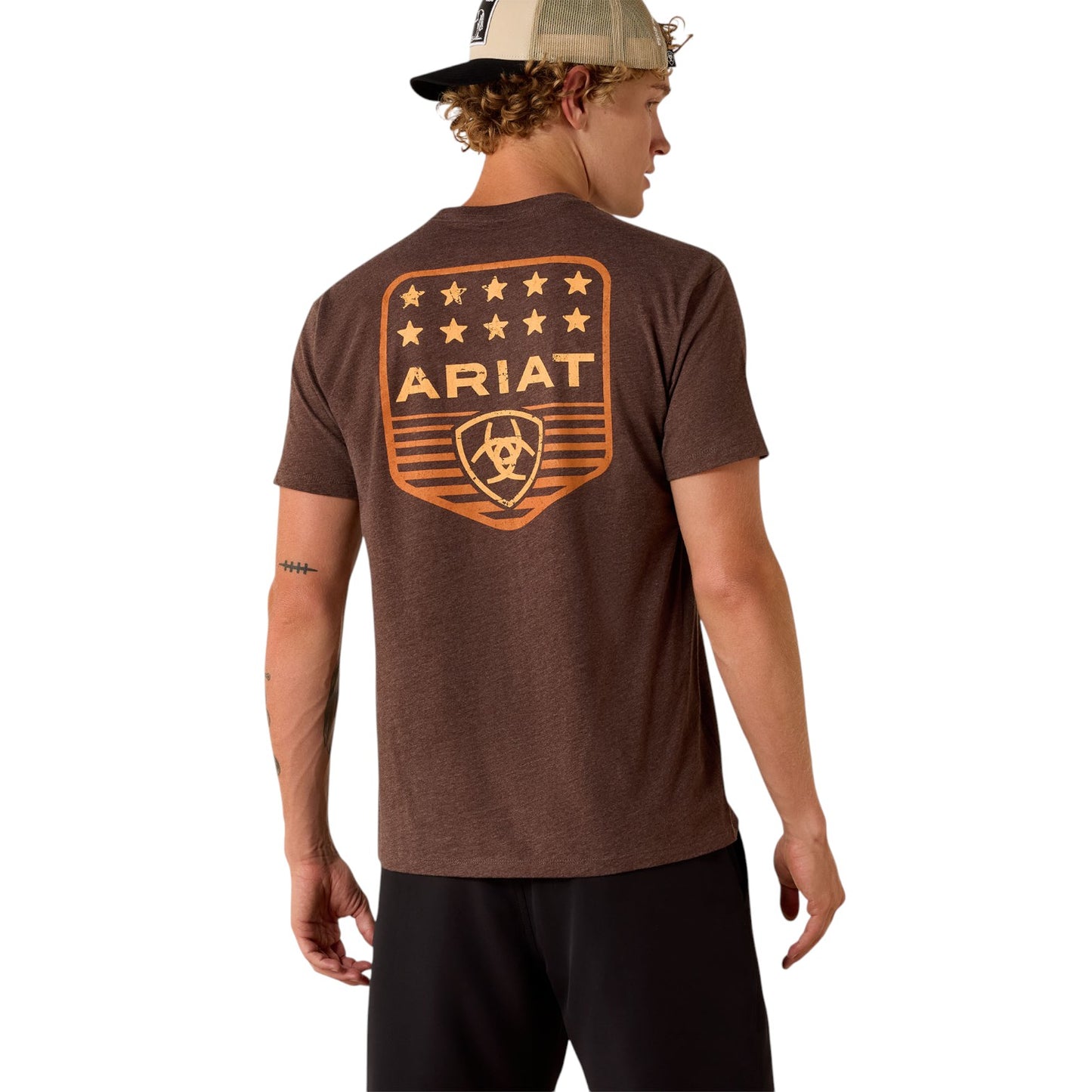 Ariat Stripe Patriotic Badge T-Shirt Brown Heather