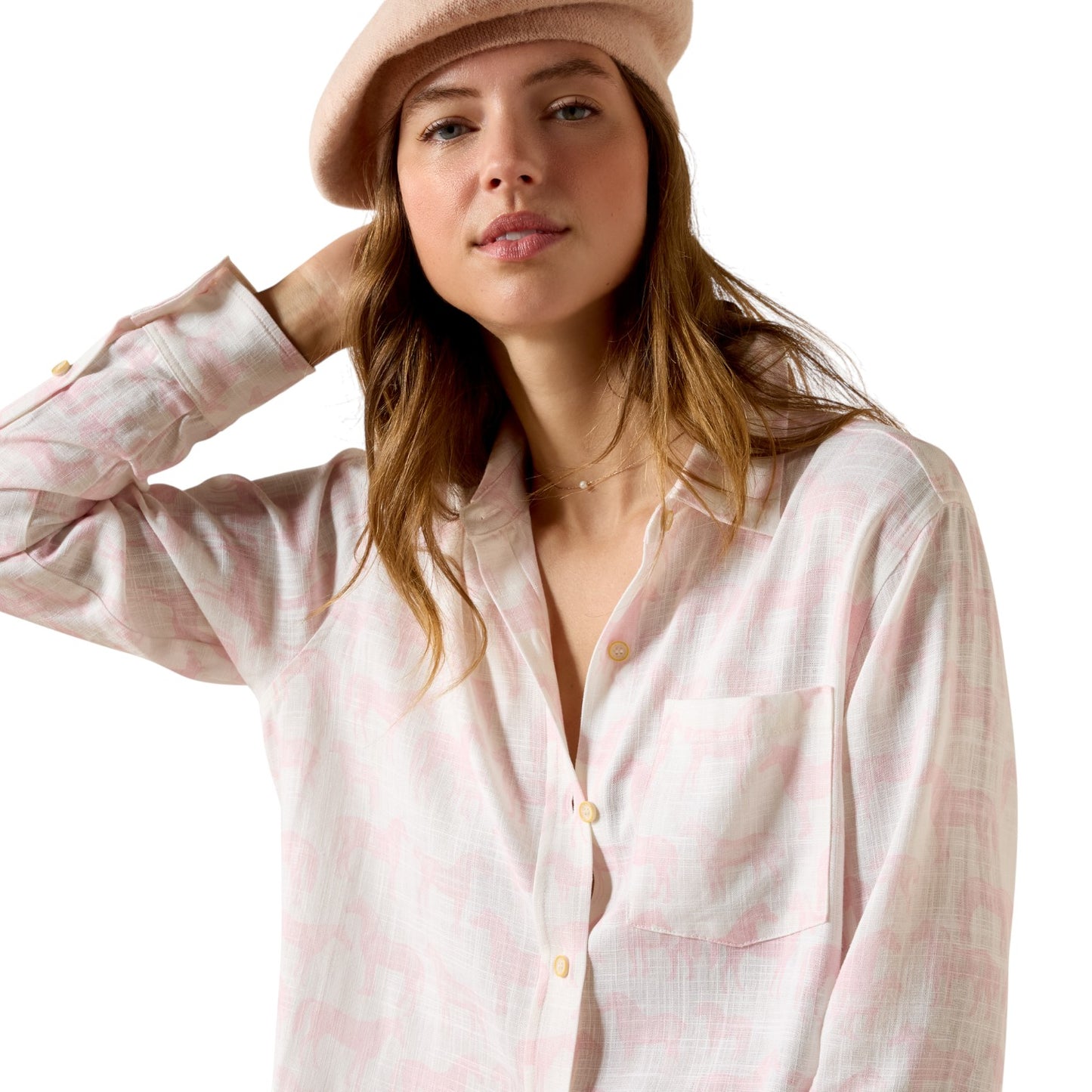 Ariat Rudford Shirt Icy Pink Horse Print