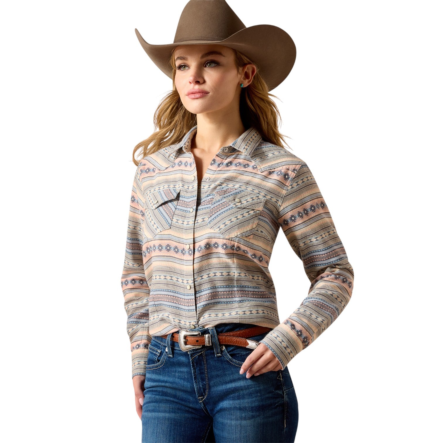 Ariat Arizona Western Snap Shirt Ombre Blue Southwest