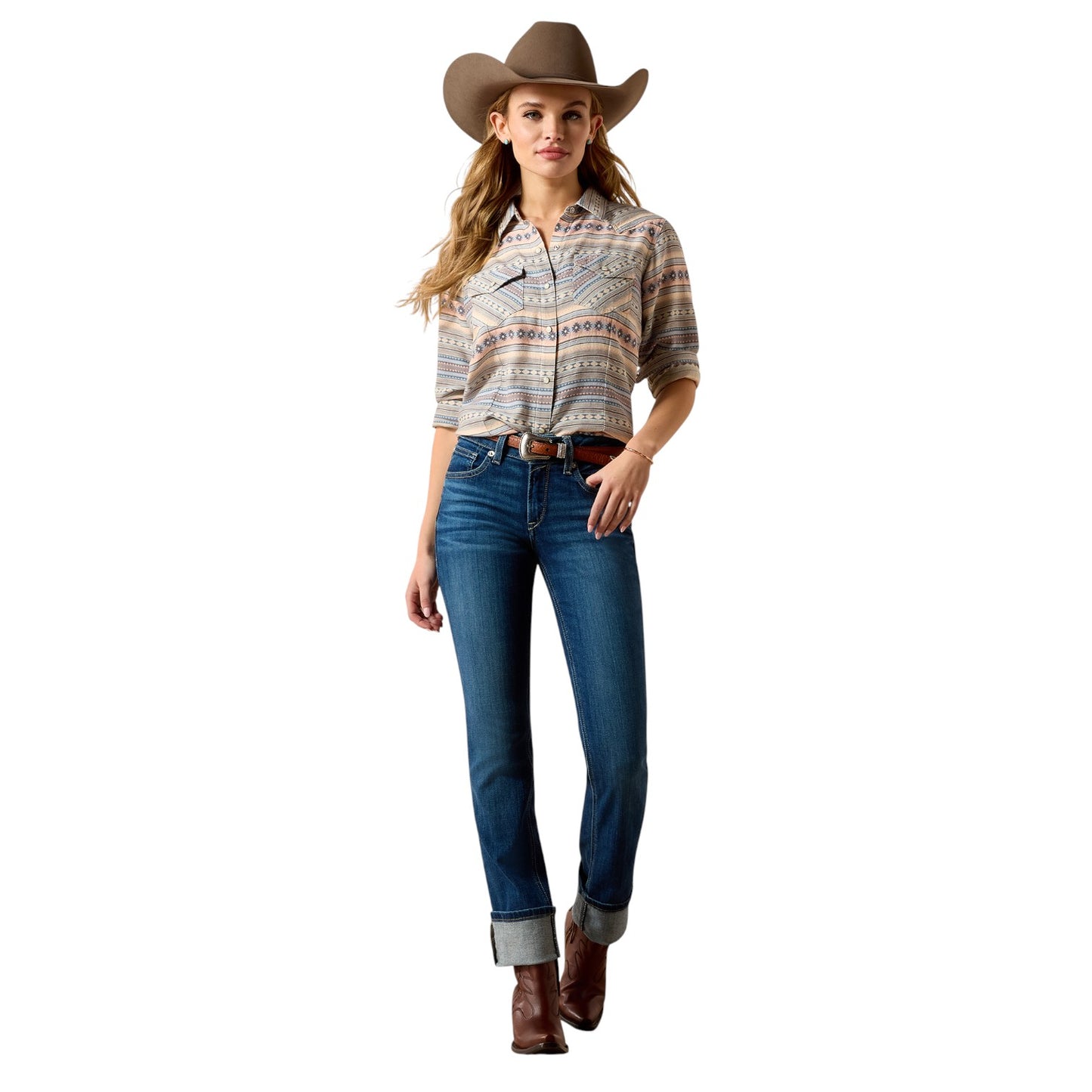 Ariat Arizona Western Snap Shirt Ombre Blue Southwest
