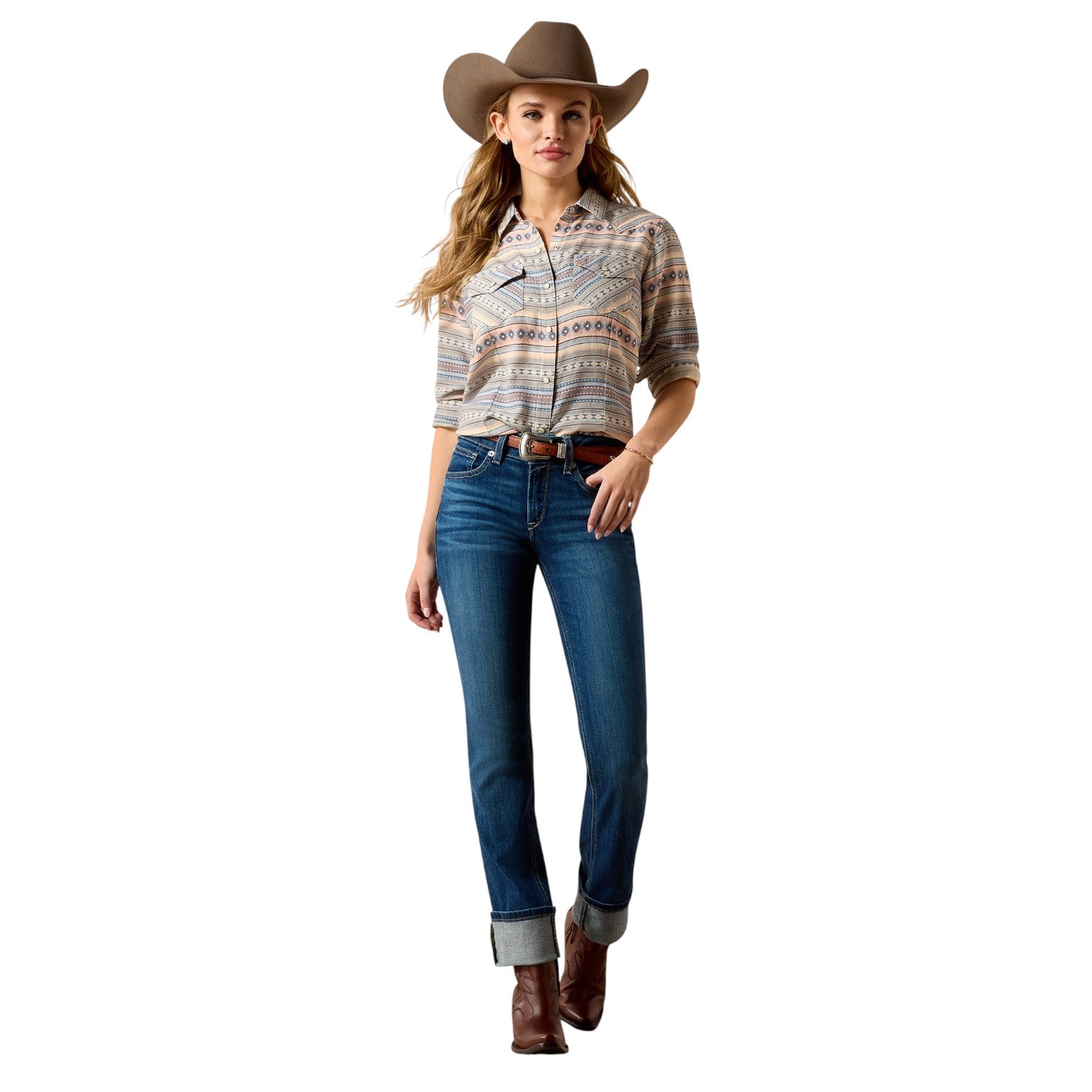 Ariat Arizona Western Snap Shirt Ombre Blue Southwest