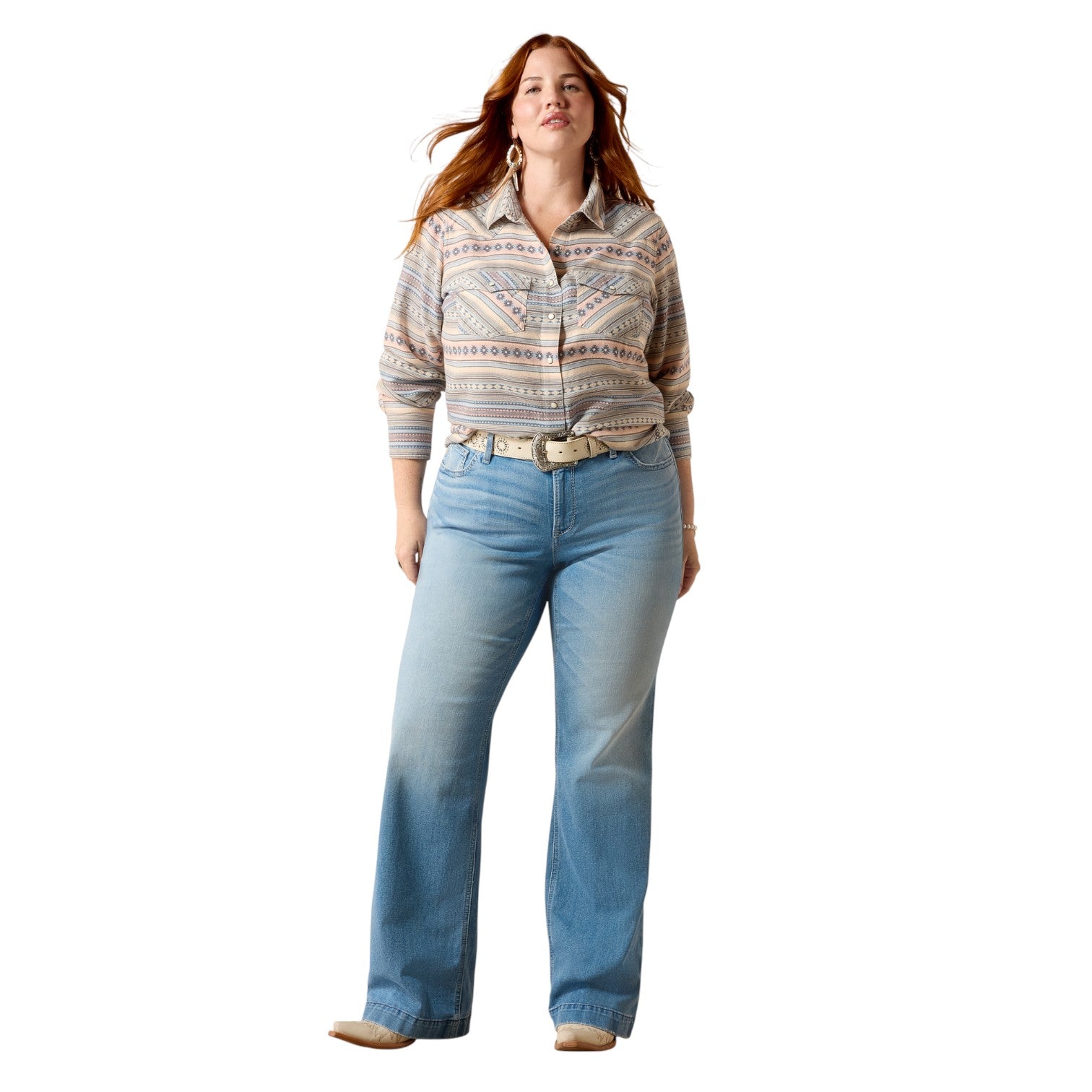 Ariat Arizona Western Snap Shirt Ombre Blue Southwest