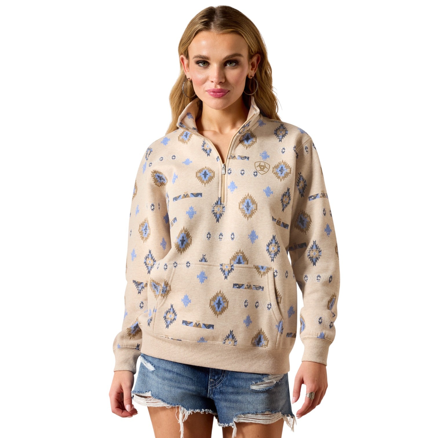 Ariat Sapphire 1/2 Zip Sweatshirt Oatmeal Heather