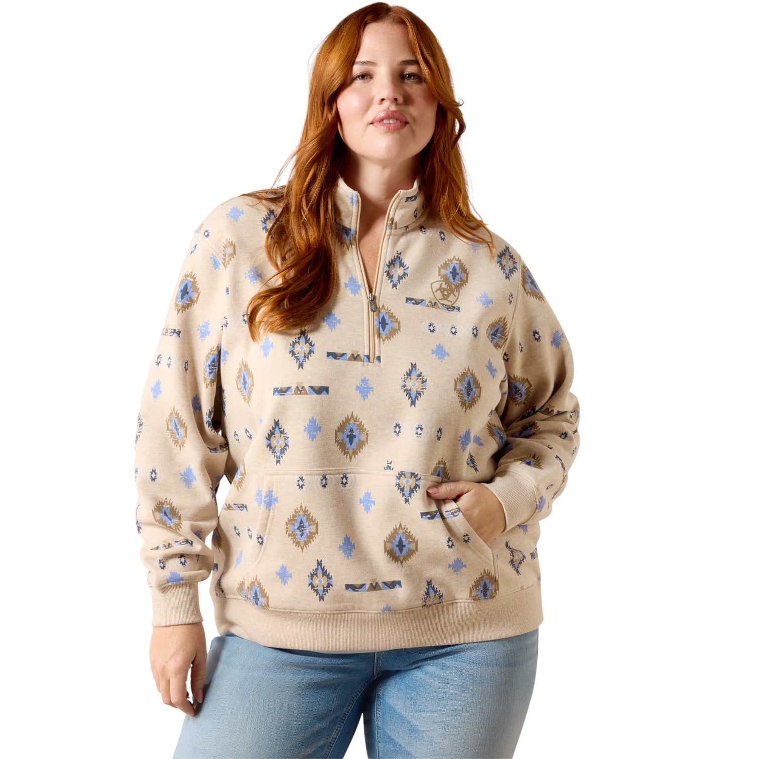 Ariat Sapphire 1/2 Zip Sweatshirt Oatmeal Heather