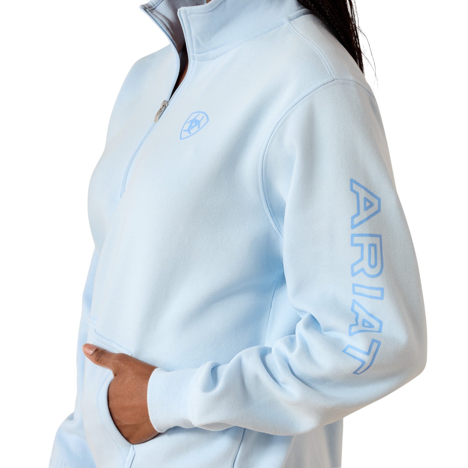 Ariat Logo 1/2 Zip Sweatshirt Nantucket Breeze