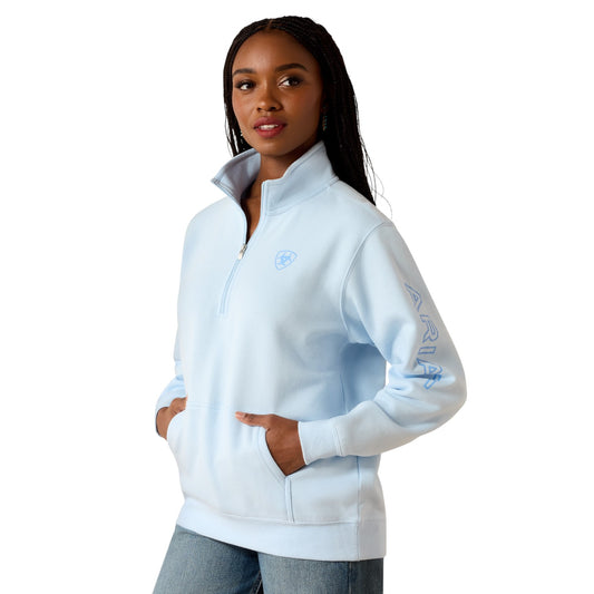 Ariat Logo 1/2 Zip Sweatshirt Nantucket Breeze