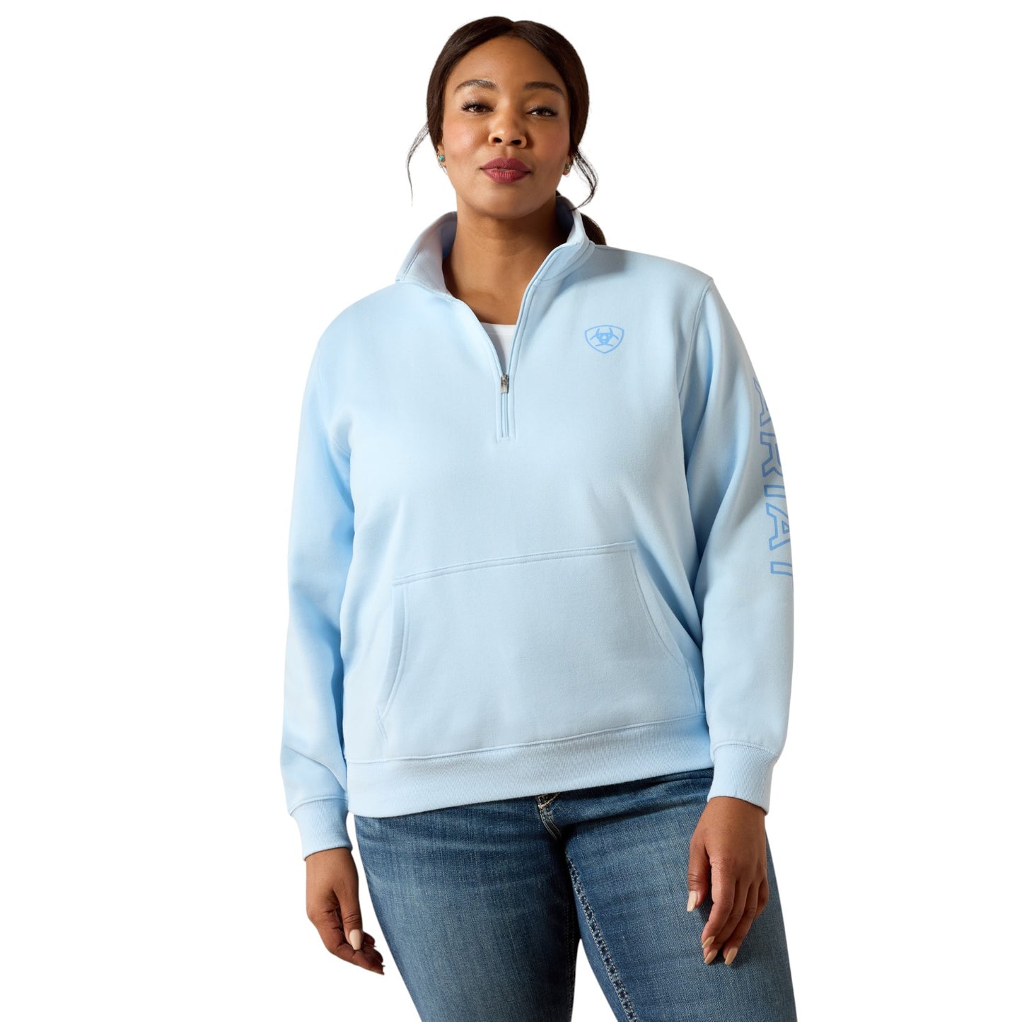 Ariat Logo 1/2 Zip Sweatshirt Nantucket Breeze