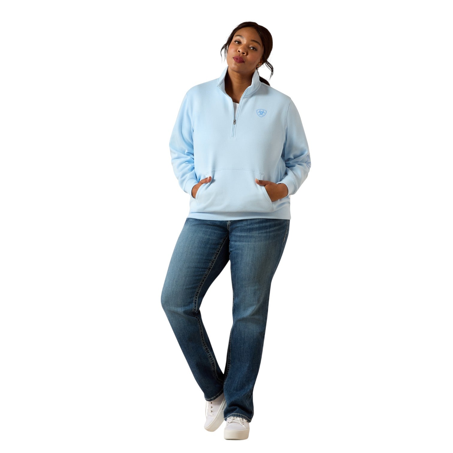 Ariat Logo 1/2 Zip Sweatshirt Nantucket Breeze