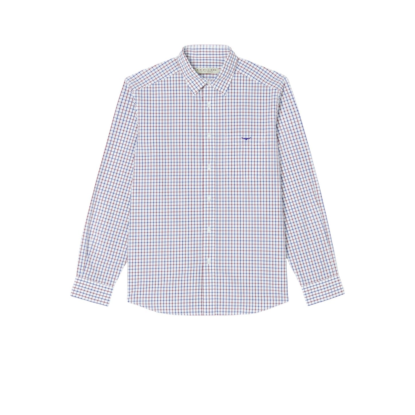 R.M.Williams Collins Shirt - Navy/Burgundy/White