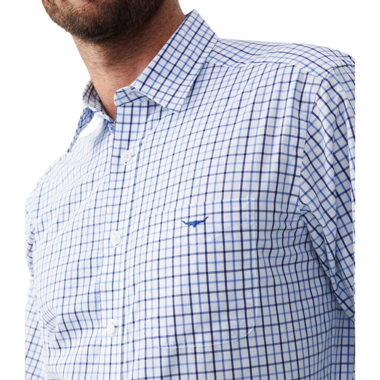 R.M.Williams Collins Shirt - Pale Blue/White/Navy