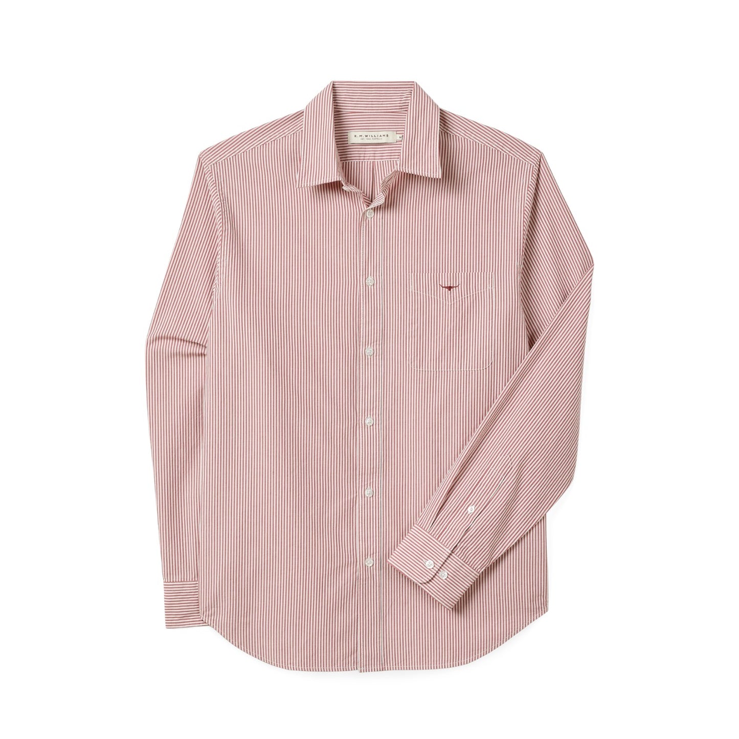 R.M.Williams Regular Poplin Stripe Shirt Red/White