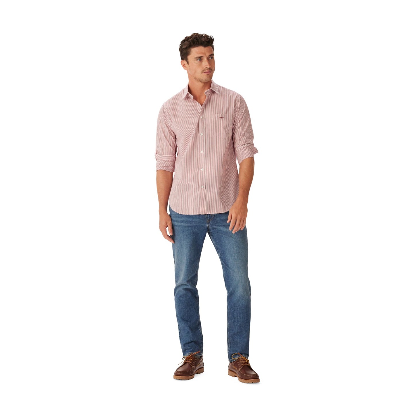 R.M.Williams Regular Poplin Stripe Shirt Red/White