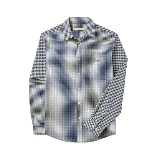 R.M.Williams Classic Poplin Check Shirt Navy Char