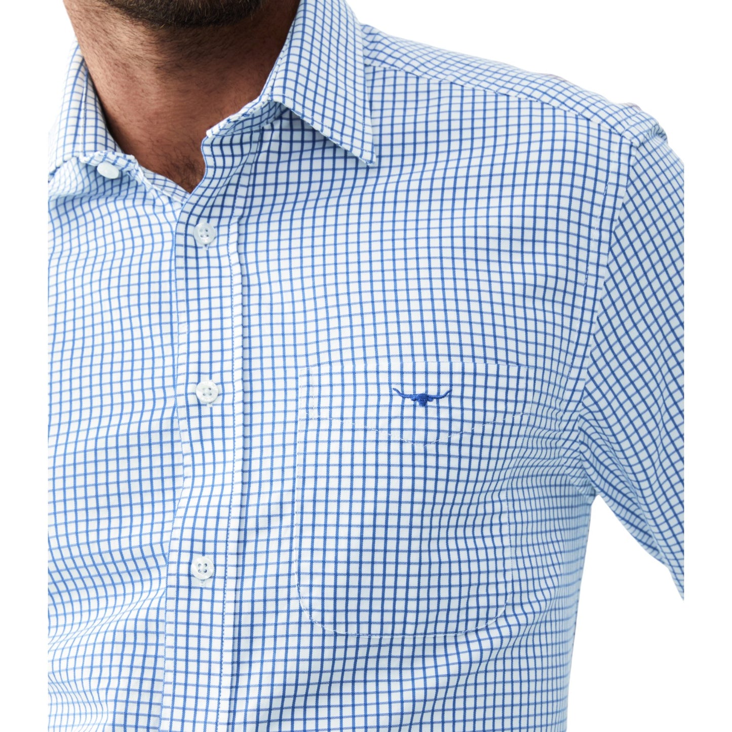 R.M.Williams Collins Shirt - White Blue