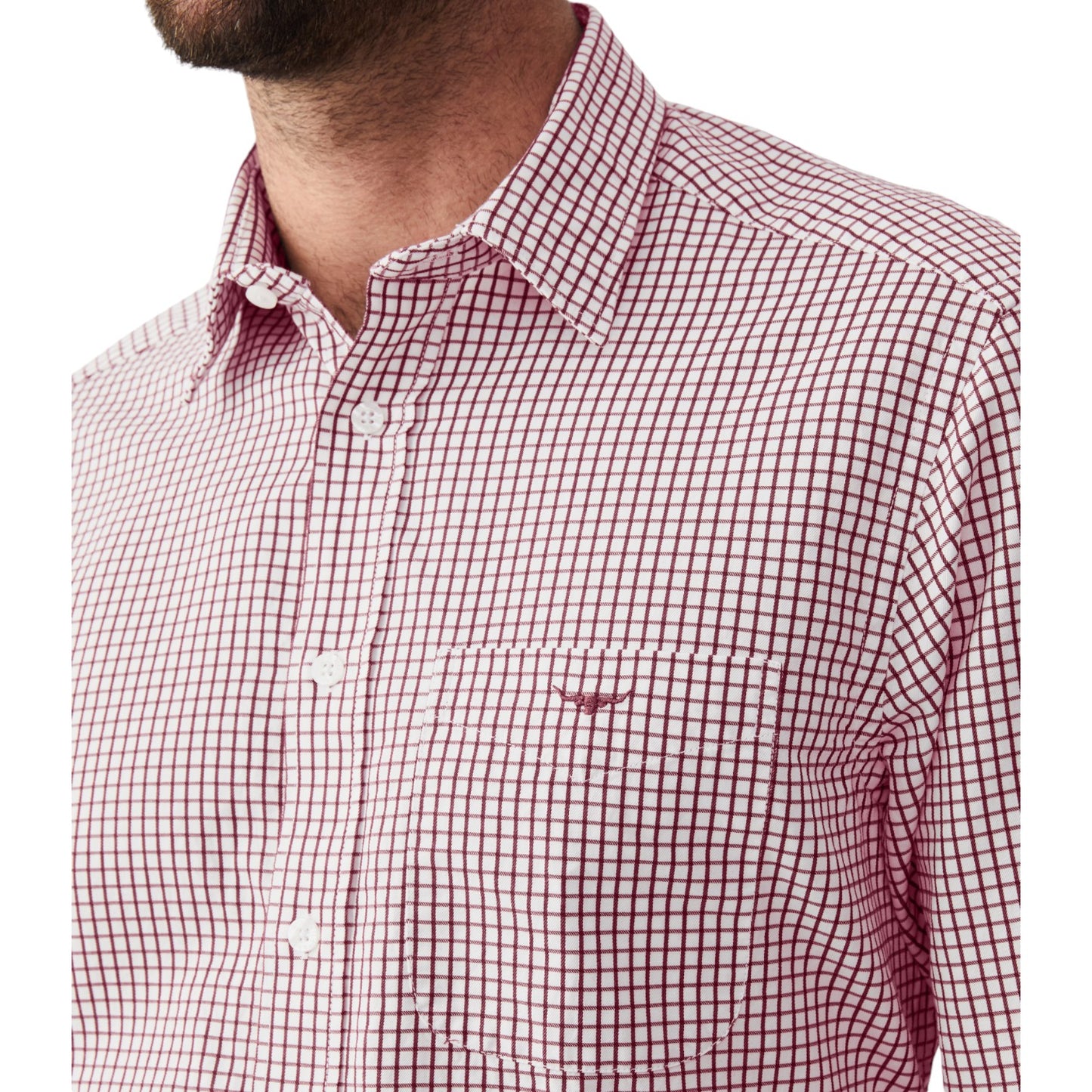 R.M.Williams Collins Shirt - Burgundy White