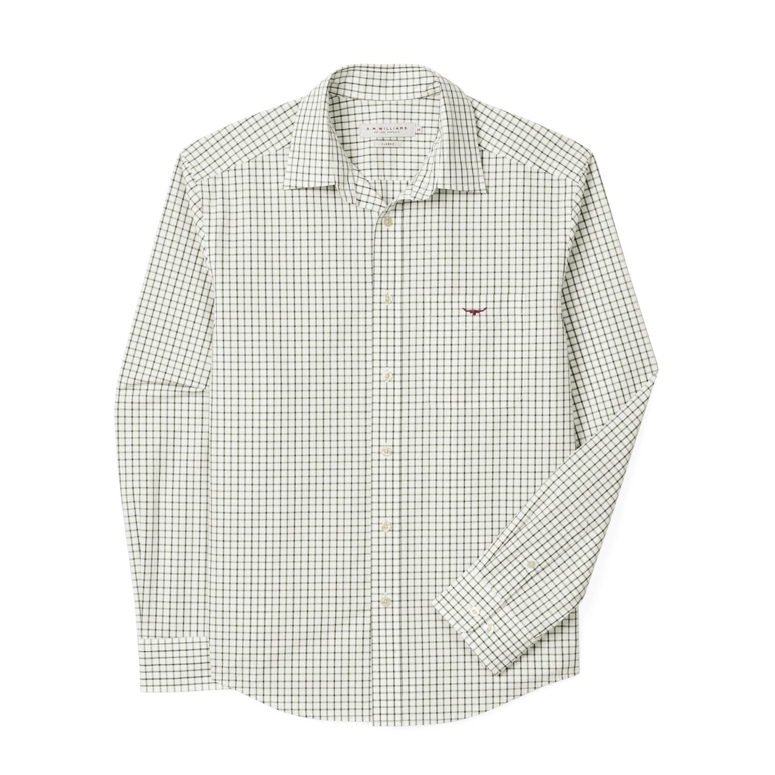 R.M. Williams Newland Poplin Check Shirt Moss