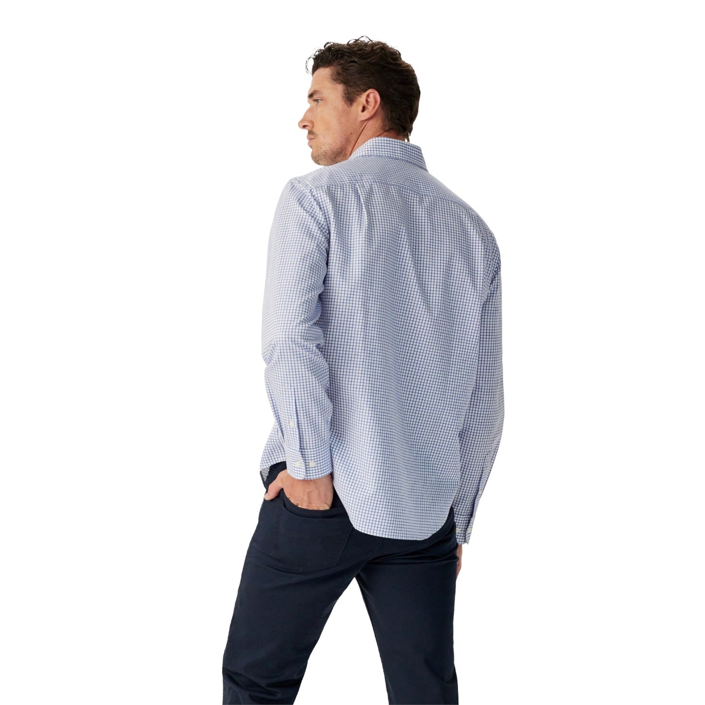 R.M.Williams Brunswick Twill Check Shirt White Blue