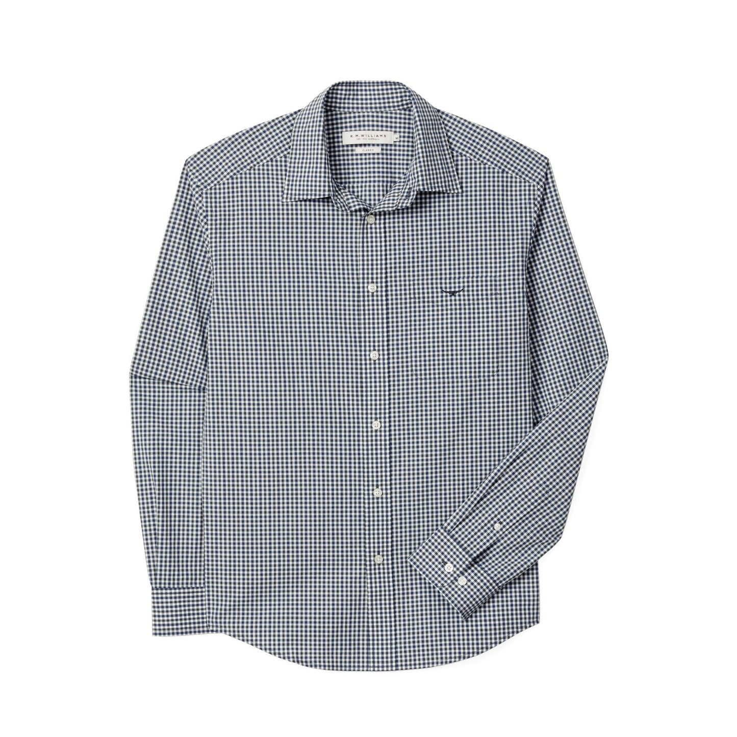 R.M. Williams Mogo Poplin Check Shirt Navy Char