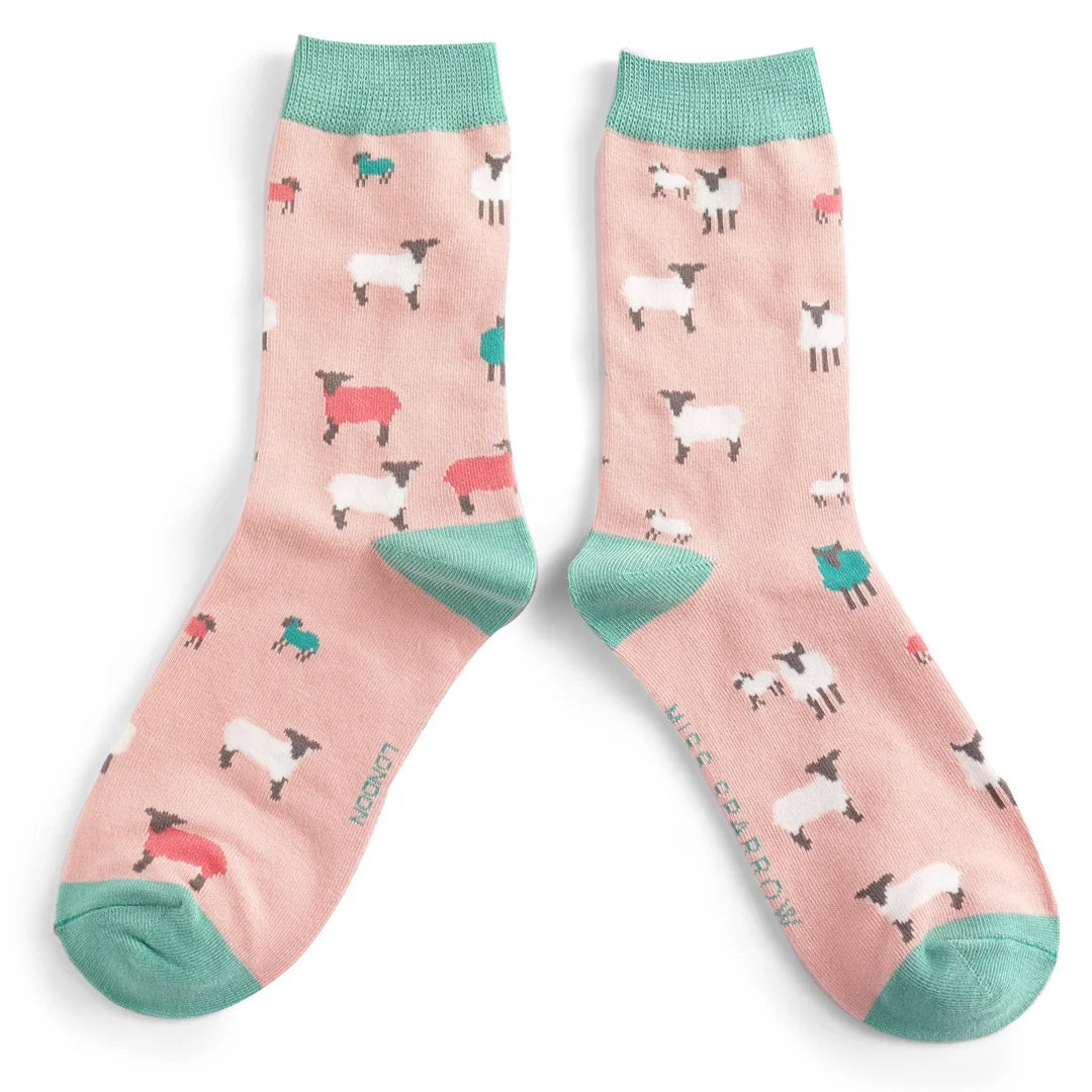 Miss Sparrow Sheep Family Dusky Pink Socks