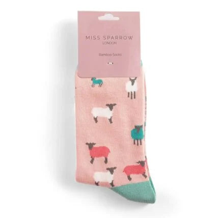 Miss Sparrow Sheep Family Dusky Pink Socks