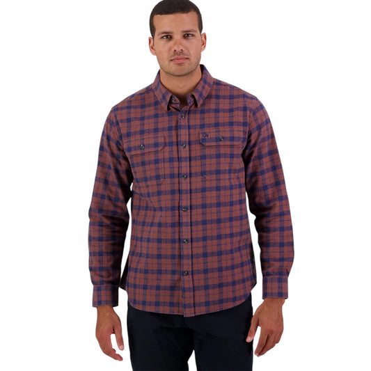 Swanndri Port Road Shirt Navy/Rusty Grid