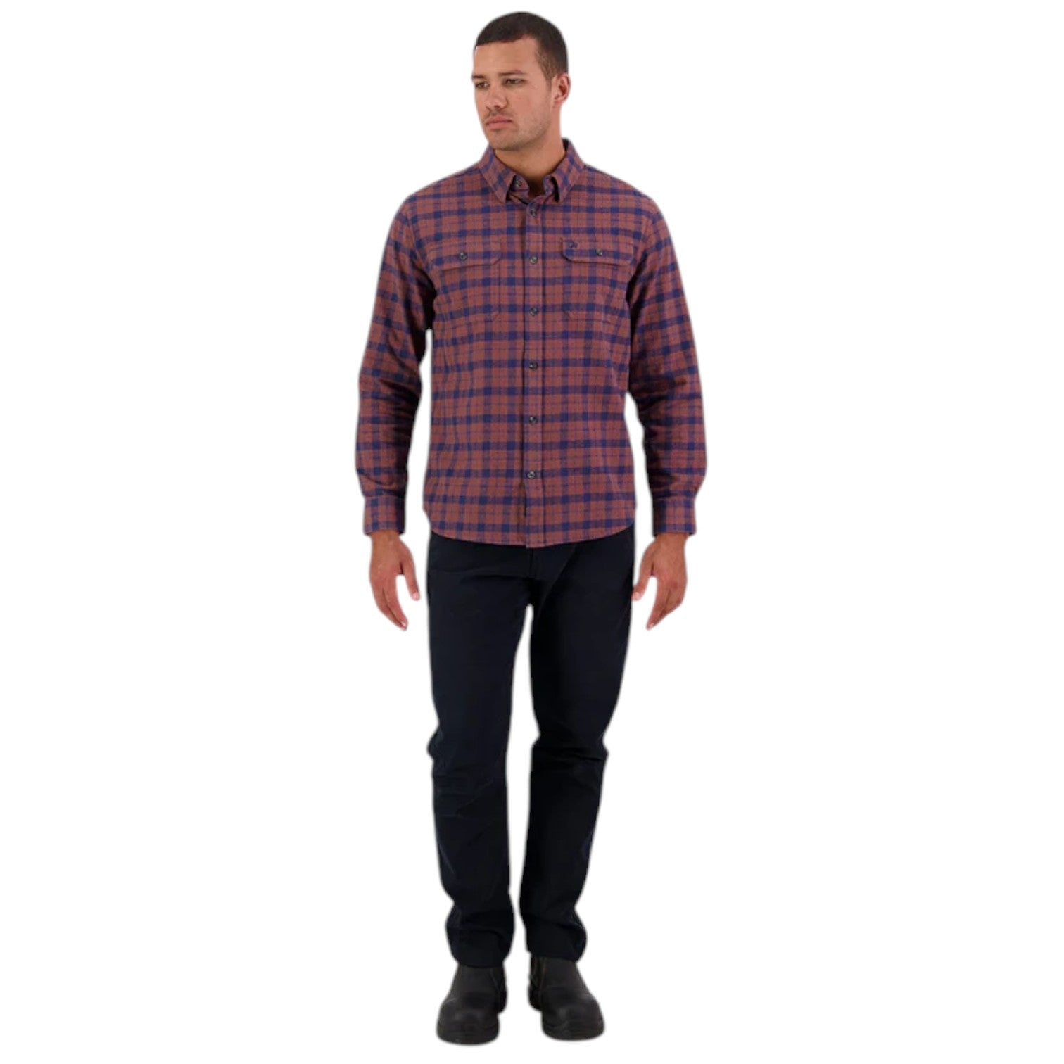 Swanndri Port Road Shirt Navy/Rusty Grid