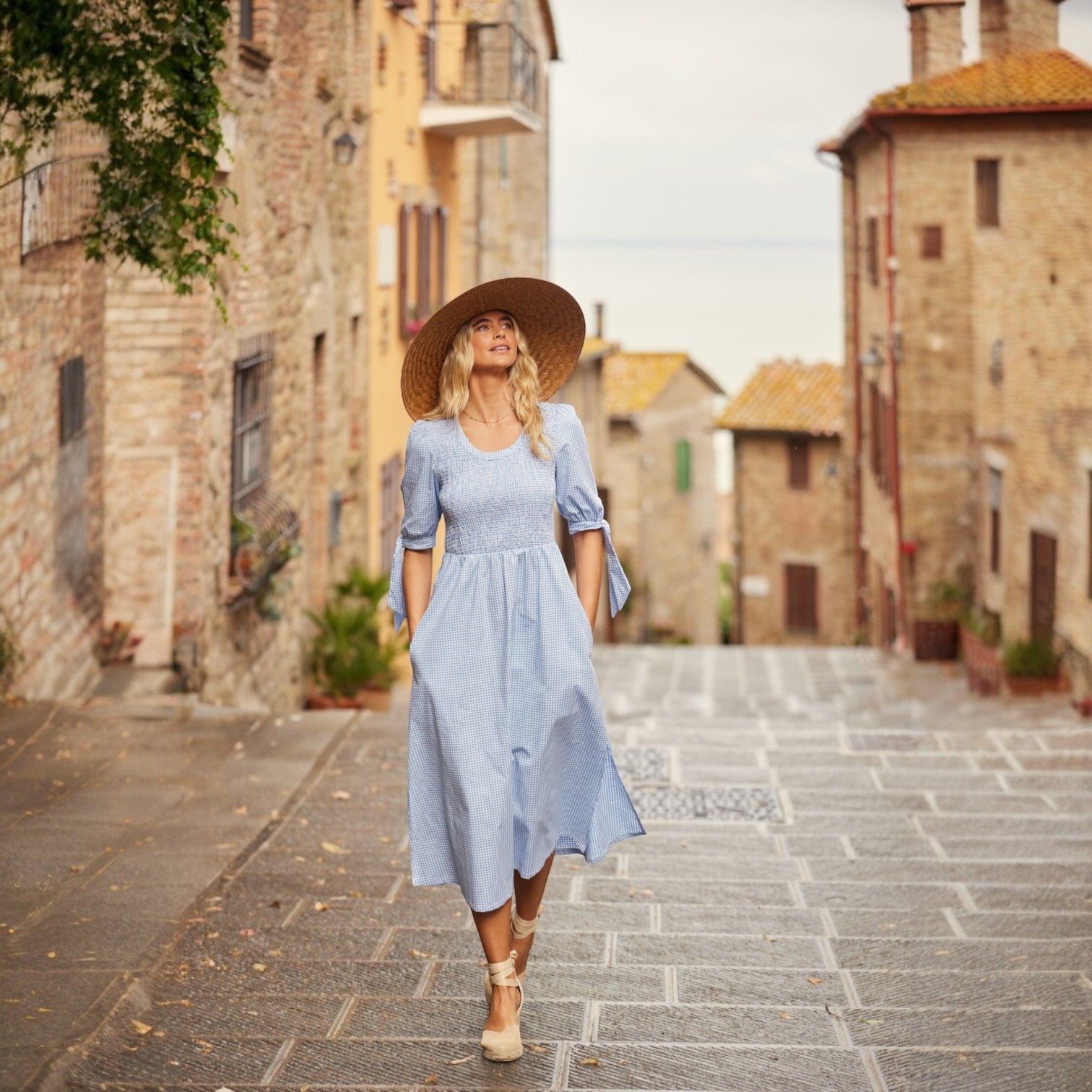 Schoffel Flora Gingham Dress Denim Blue