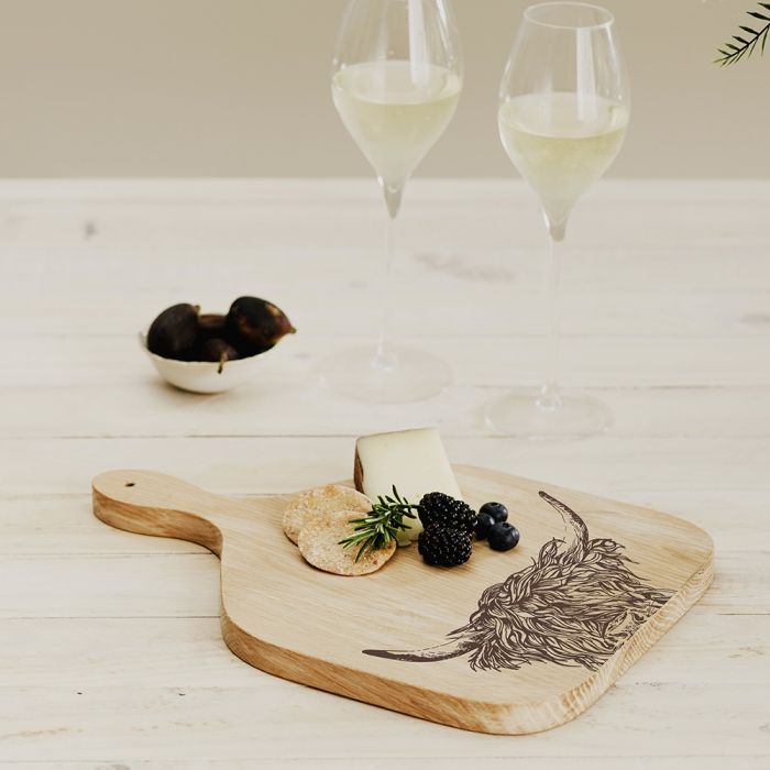 Oak Hanging Paddle - Medium - Highland Cow