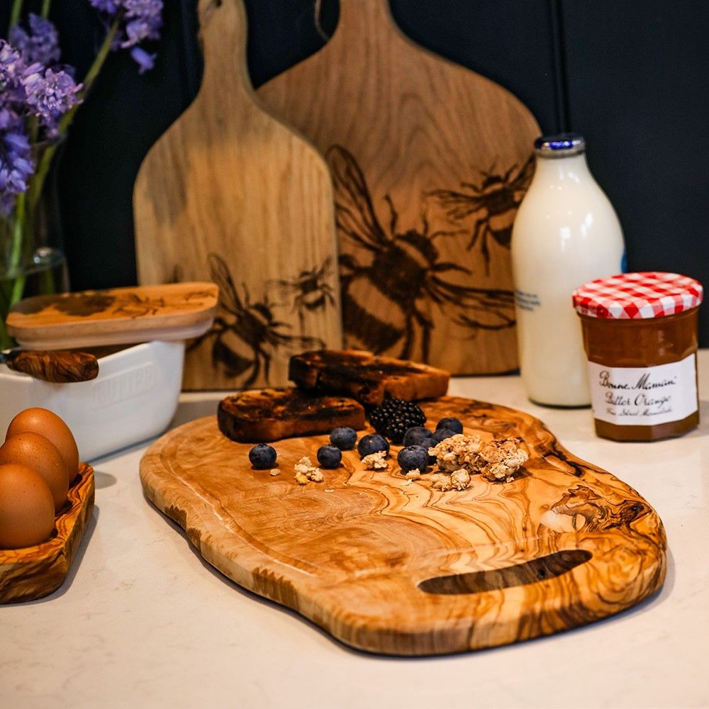Olive Wood - Handled Carving Board With Groove