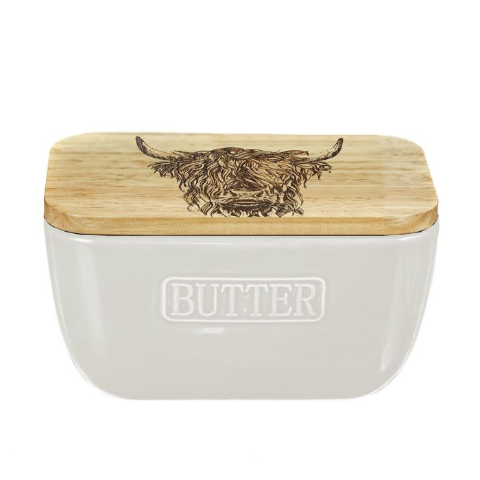 White Butter Dish - Highland Cow