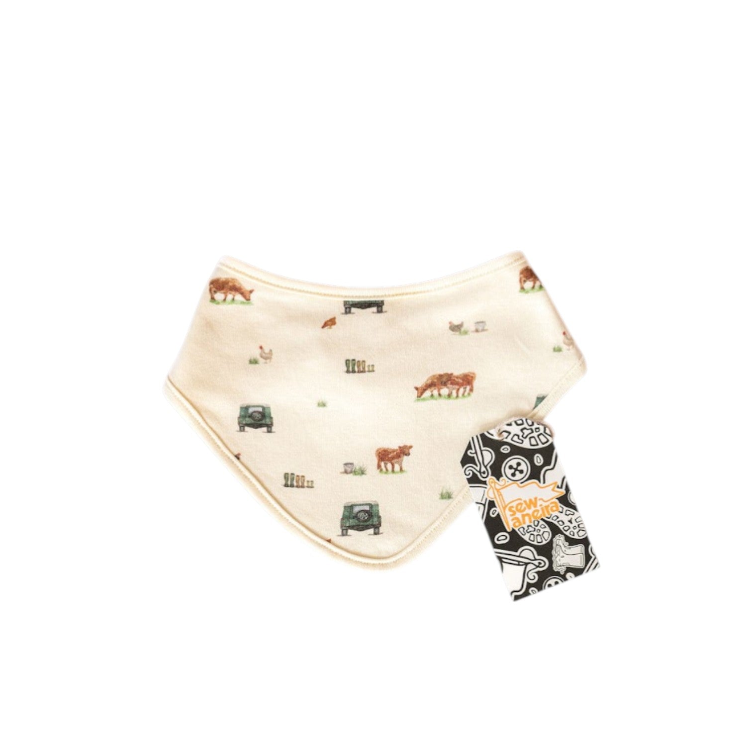Sew Aneira 4 x 4 Cow Print Organic Cotton Bib