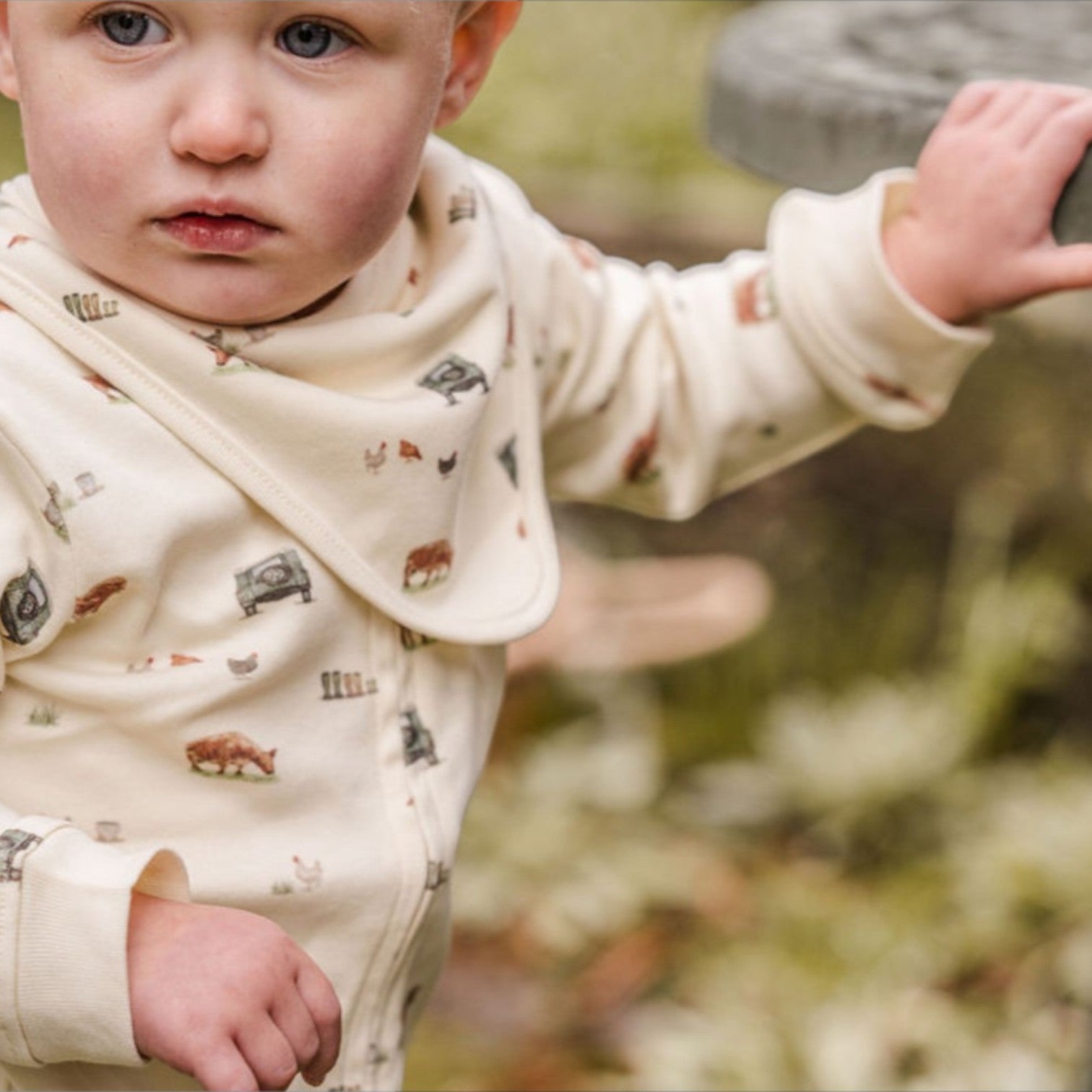 Sew Aneira 4 x 4 Cow Print Organic Cotton Bib