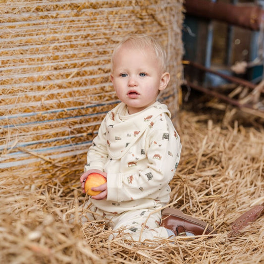 Sew Aneira 4 x 4 Cow Print Organic Cotton Sleepsuit