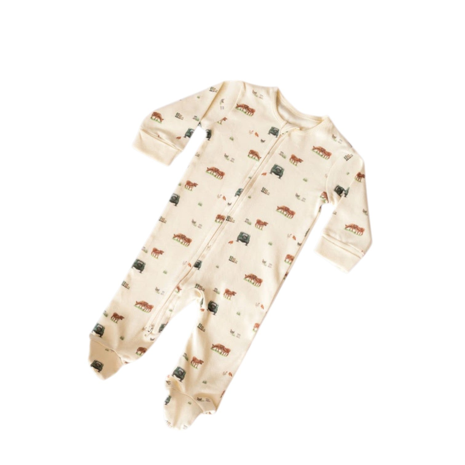 Sew Aneira 4 x 4 Cow Print Organic Cotton Sleepsuit