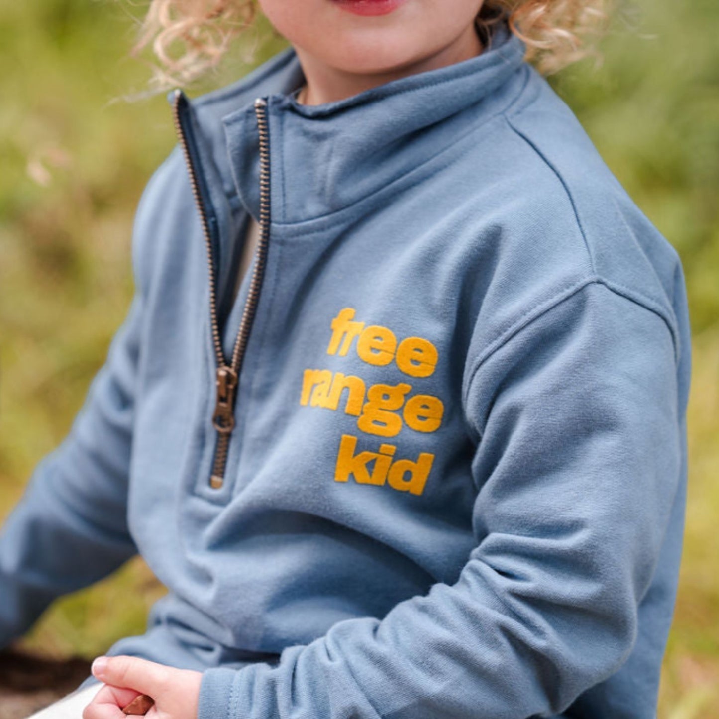 Sew Aneira Organic Cotton Free Range Kid 1/4 Zip Blue