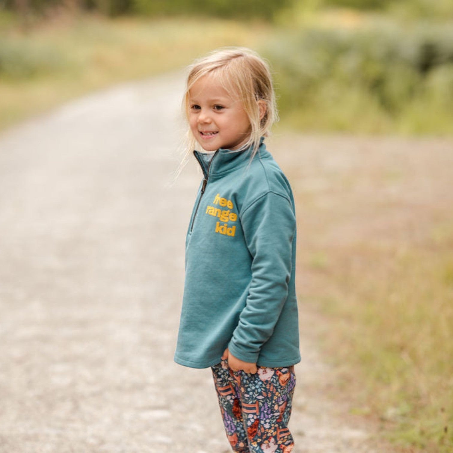 Sew Aneira Organic Cotton Free Range Kid 1/4 Zip Blue