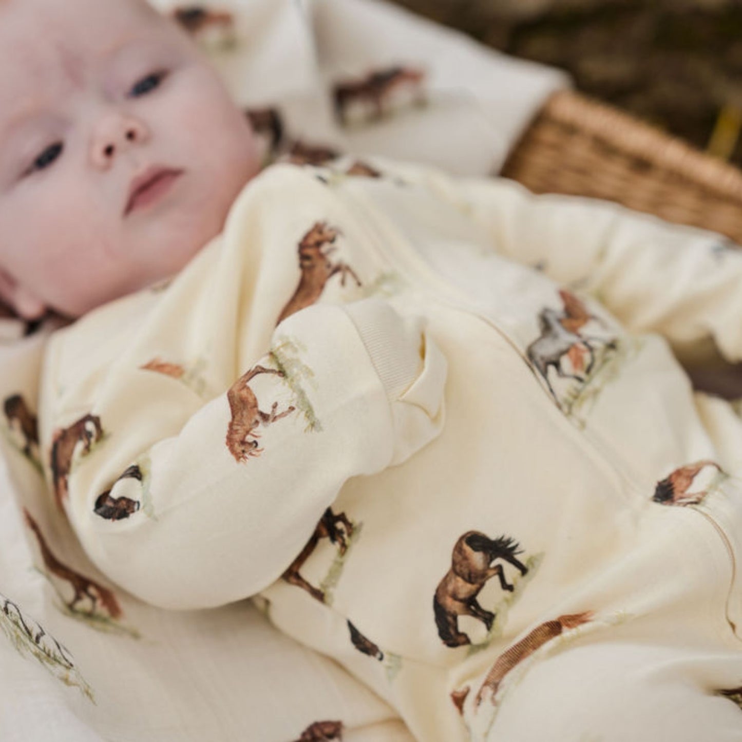 Sew Aneira Pony Print Organic Cotton Sleepsuit