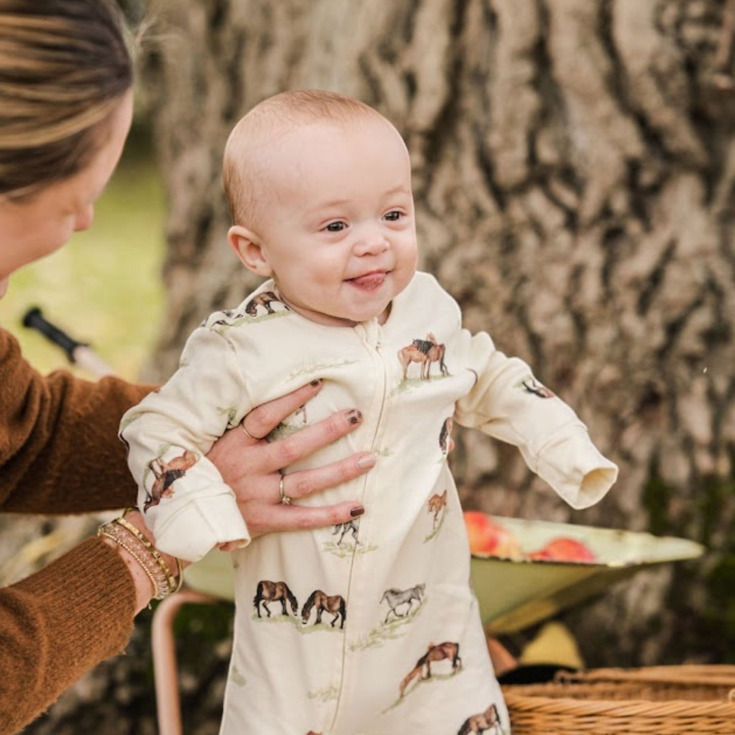 Sew Aneira Pony Print Organic Cotton Sleepsuit