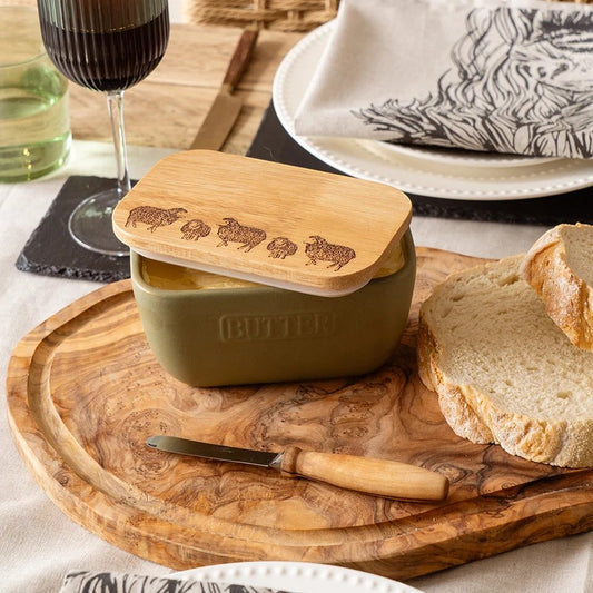 Selbrae House Sage Green Butter Dish Sheep