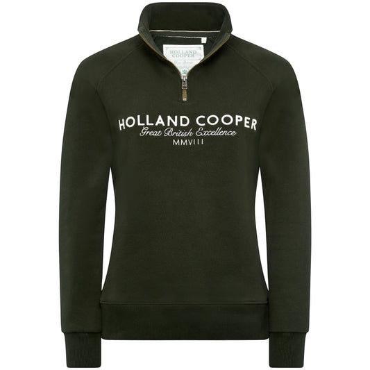 Holland Cooper Sporting Goods Zip Henley Racing Green