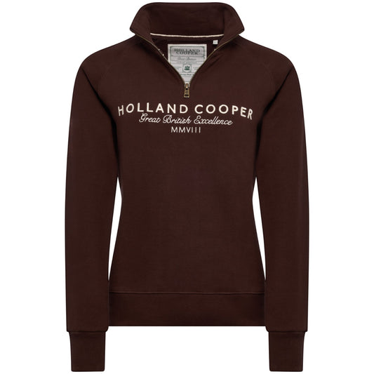 Holland Cooper Sporting Goods Zip Henley Walnut