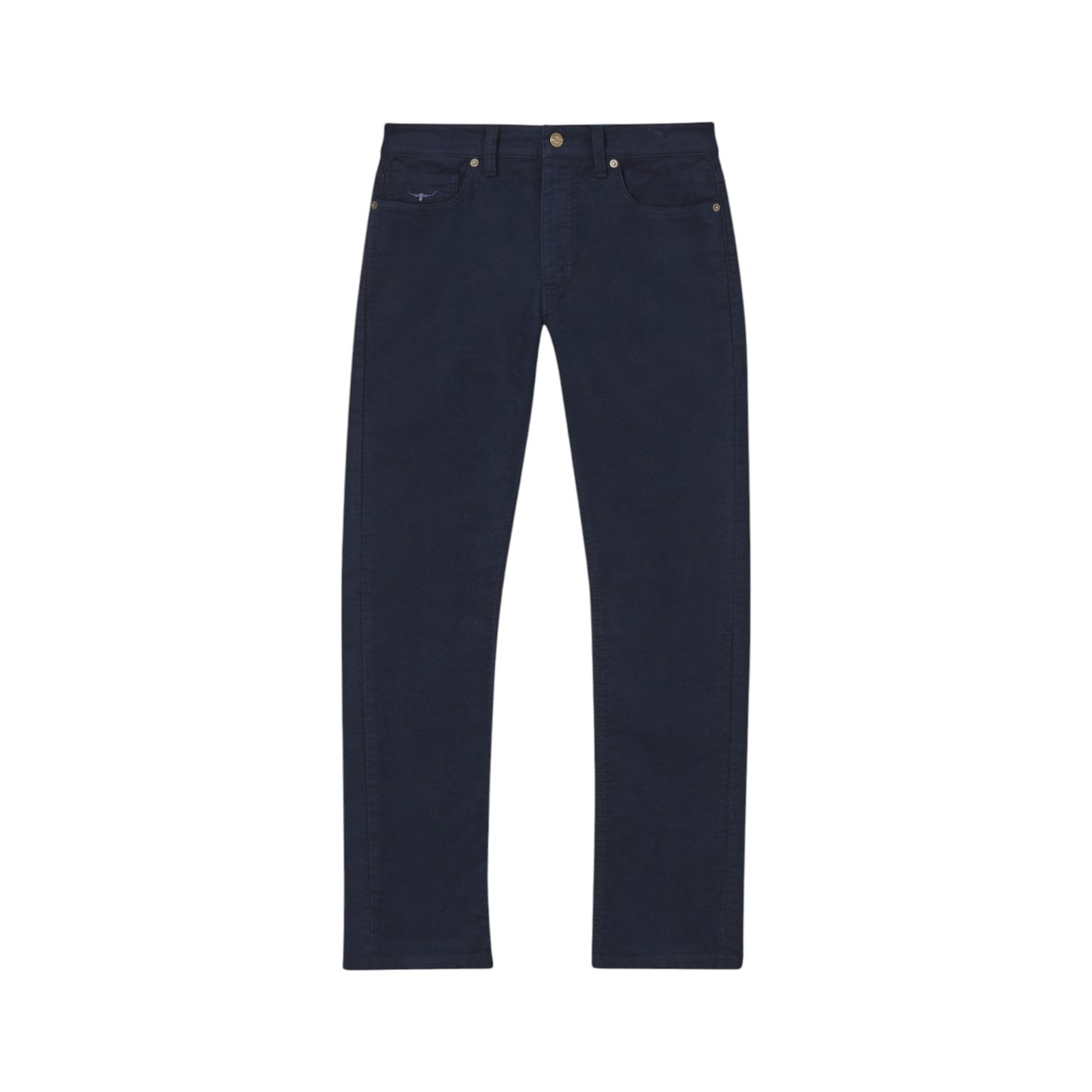 Navy blue jeans on a white background