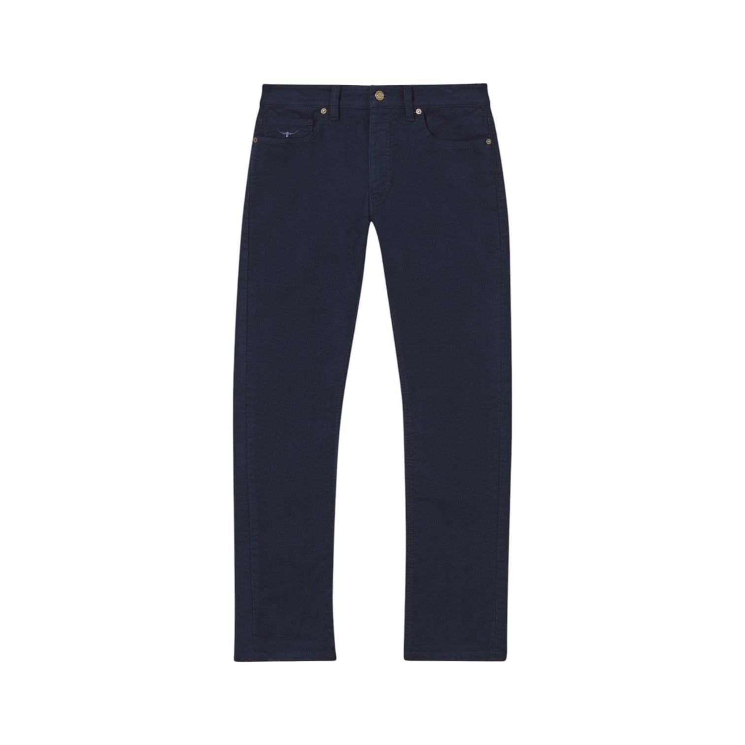 Navy blue jeans on a white background